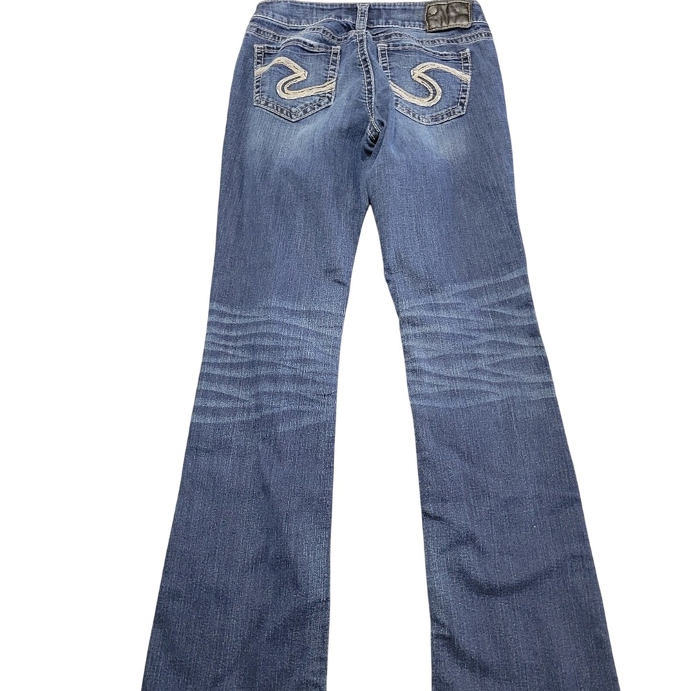 Silver Suki Jeans Womens 28x33‎ Blue Mid Rise Comfort Stretch Denim Embroidered